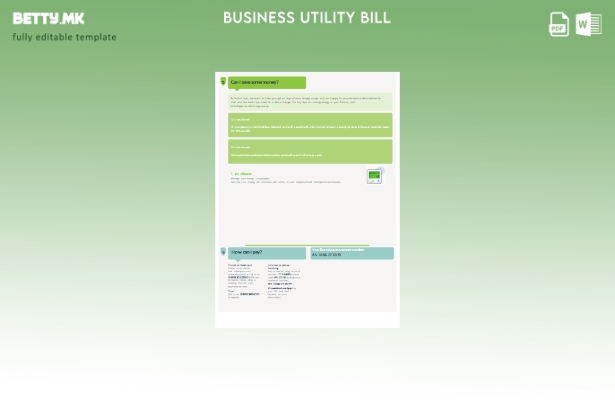 Модерен стил, Шаблон на страницата за деловна сметка за комунални услуги за га 1
